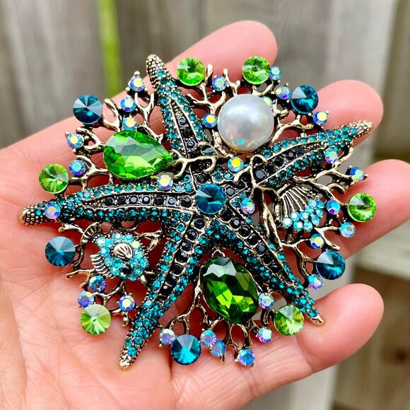 Large Starfish Brooch Starfish Pin Under the Sea Brooch Starfish Pendant - Picture 1 of 5
